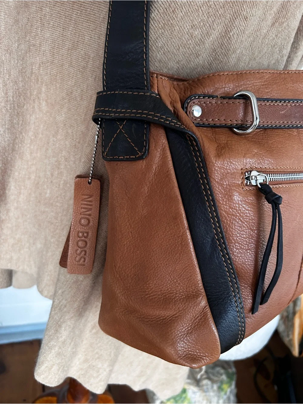 Nino Bossi Genuine Leather Hobo Shoulder Bag – New With Tags